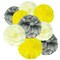 Wrapables Set of 18 Tissue Pom Pom Party Decorations for Weddings, Birthday Parties Baby Showers and Nursery Decor, Gray/Yellow/Ivory